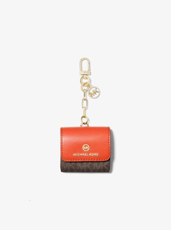 Damske Puzdro Na Mobil Michael Kors Logo Clip Case For Apple AirPods® Oranžové Hnede - Doplnky Michael Kors Levně | HYUQD-5263